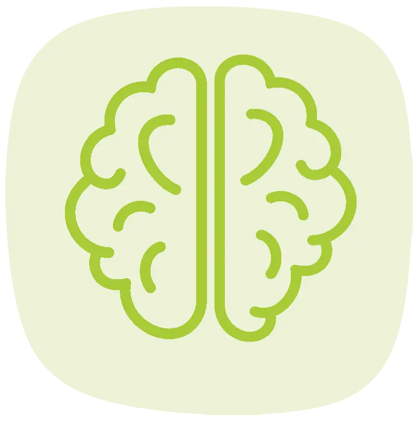 TraumaSolutions A simple green outline illustration of a human brain, viewed from above, centered on a light background, symbolizing connection.