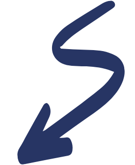 TraumaSolutions Dark blue, thick, curved arrow pointing diagonally down and to the left on a light background.